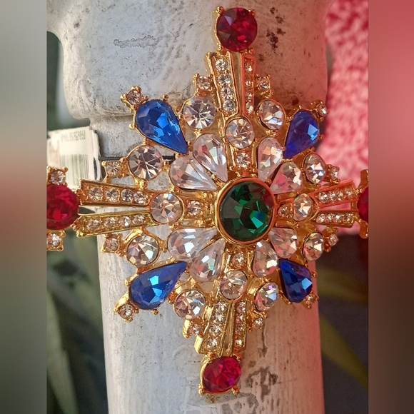 Trifari TM 1989 Jewels Of India Rhinestones Maltese Cross VTG Brooch - Picture 5 of 16